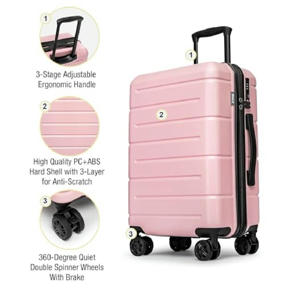 22 Inch Hardshell Carry-On Luggage with TSA Lock & Cup Holder - Picture 6 of 7